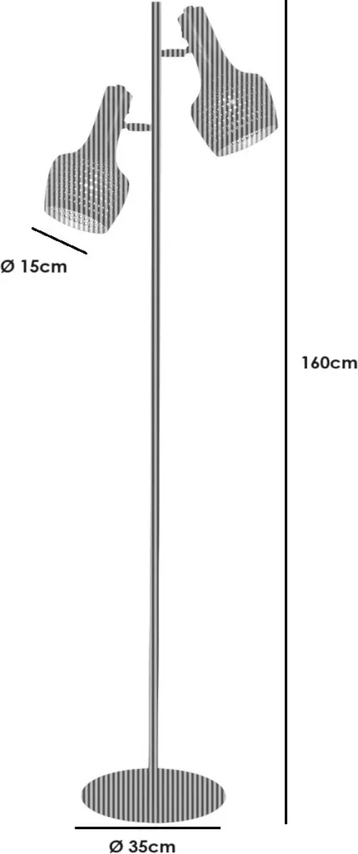 Freelight Fueco Vloerlamp 2x25W - 160cm - Bruin/Zwart