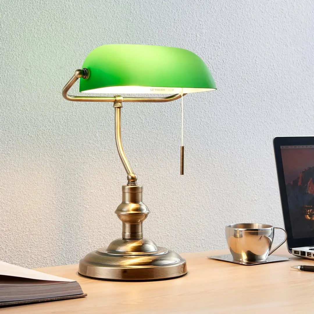 Lindby Bureaulamp Metaal Glas 38cm