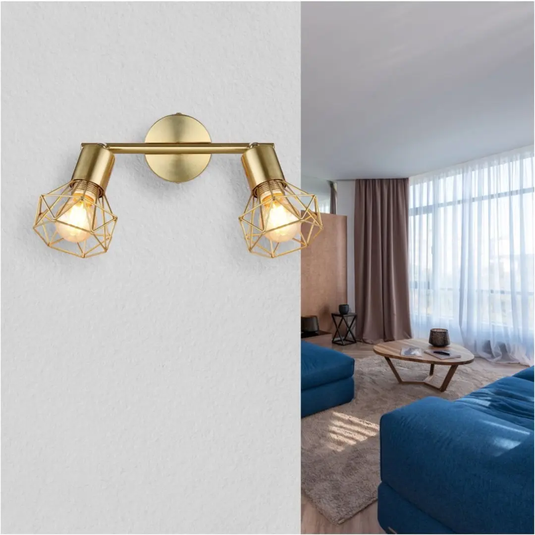 Globo XARA I Opbouwspots 2x E14 60cm - Goud - afbeelding 6 van 6