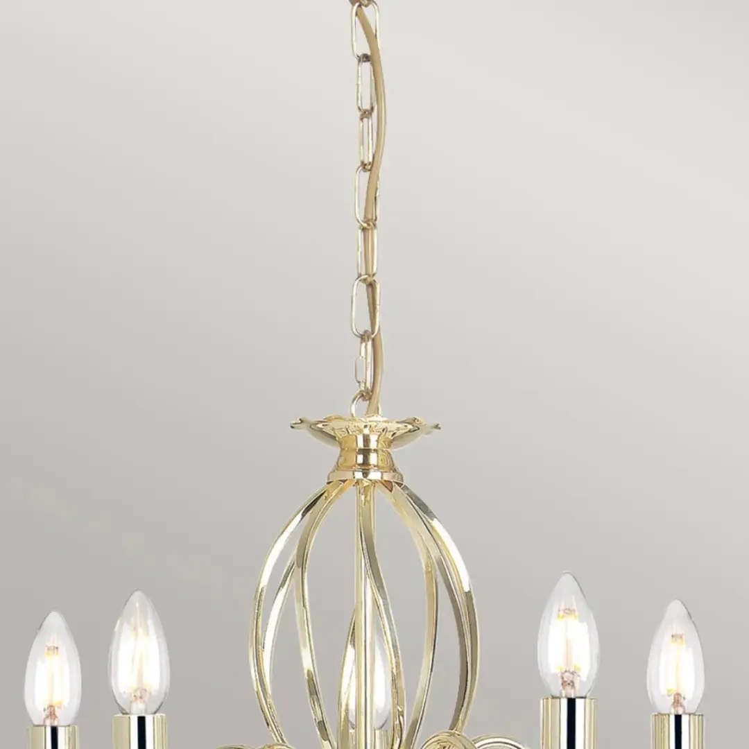 Elstead LED Kroonluchter 5x E14 60W - Polished Brass