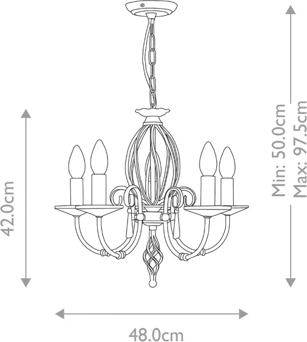 Elstead LED Kroonluchter 5x E14 60W - Polished Brass