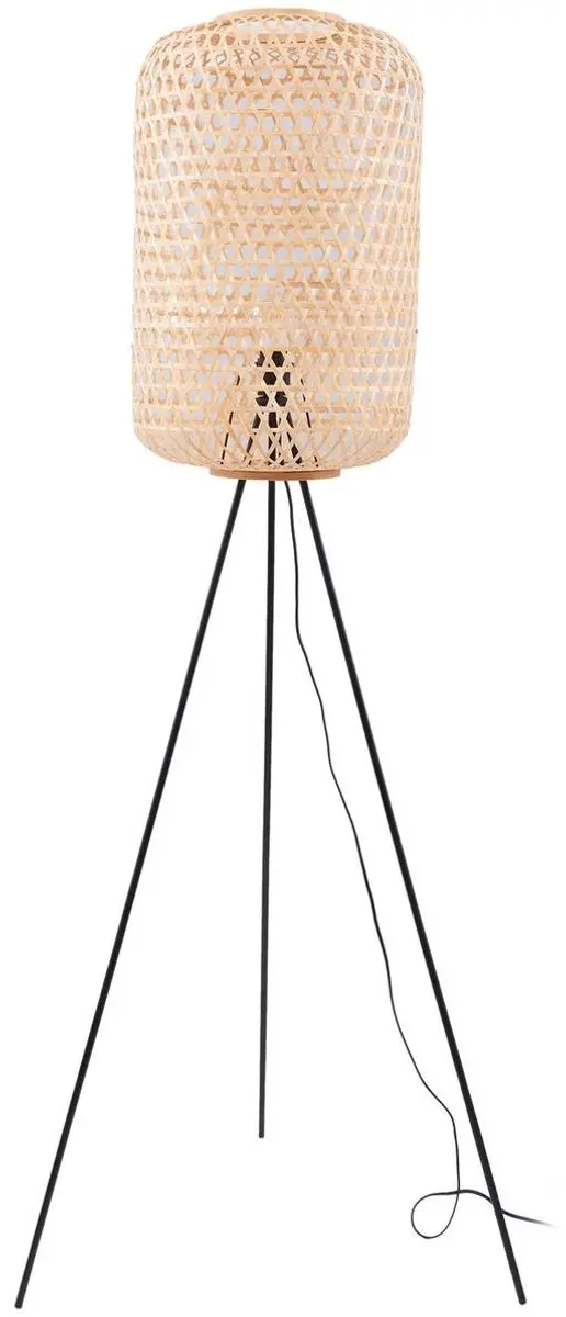 Lucande Driepoot Vloerlamp - 1 Lichtpunt - H166cm - Licht hout/zwart