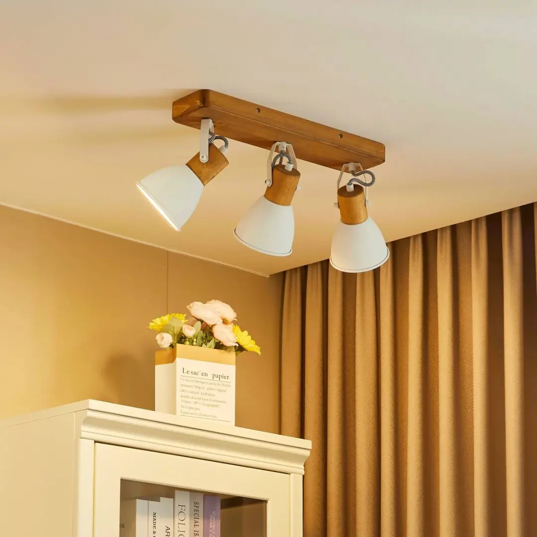 Lindby Buitenspot 3-licht Metaal Den Hout - Licht hout/wit
