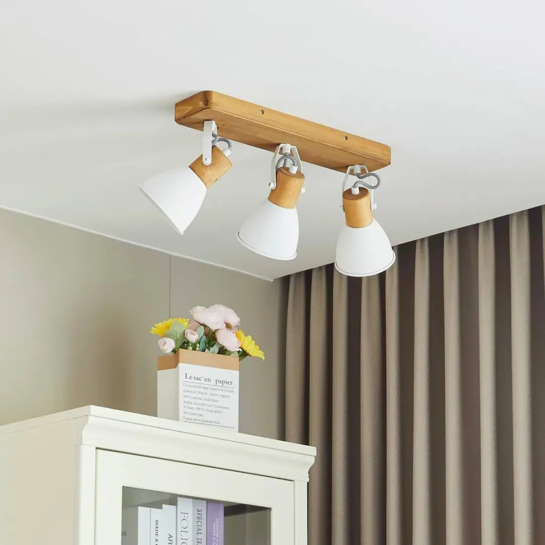 Lindby Buitenspot 3-licht Metaal Den Hout - Licht hout/wit
