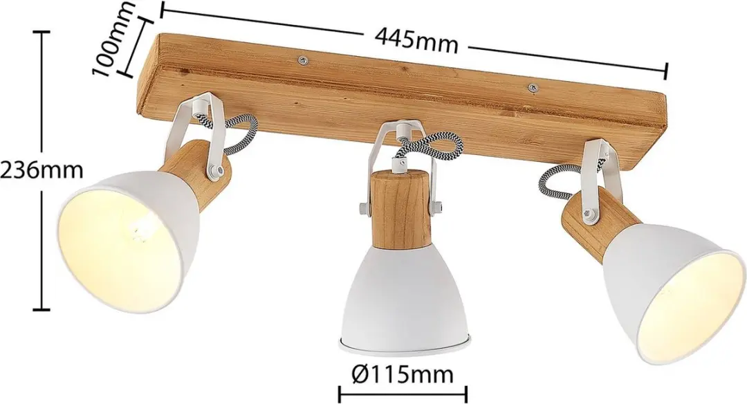 Lindby Buitenspot 3-licht Metaal Den Hout - Licht hout/wit