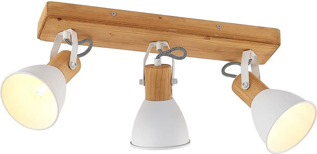 Lindby Buitenspot 3-licht Metaal Den Hout - Licht hout/wit