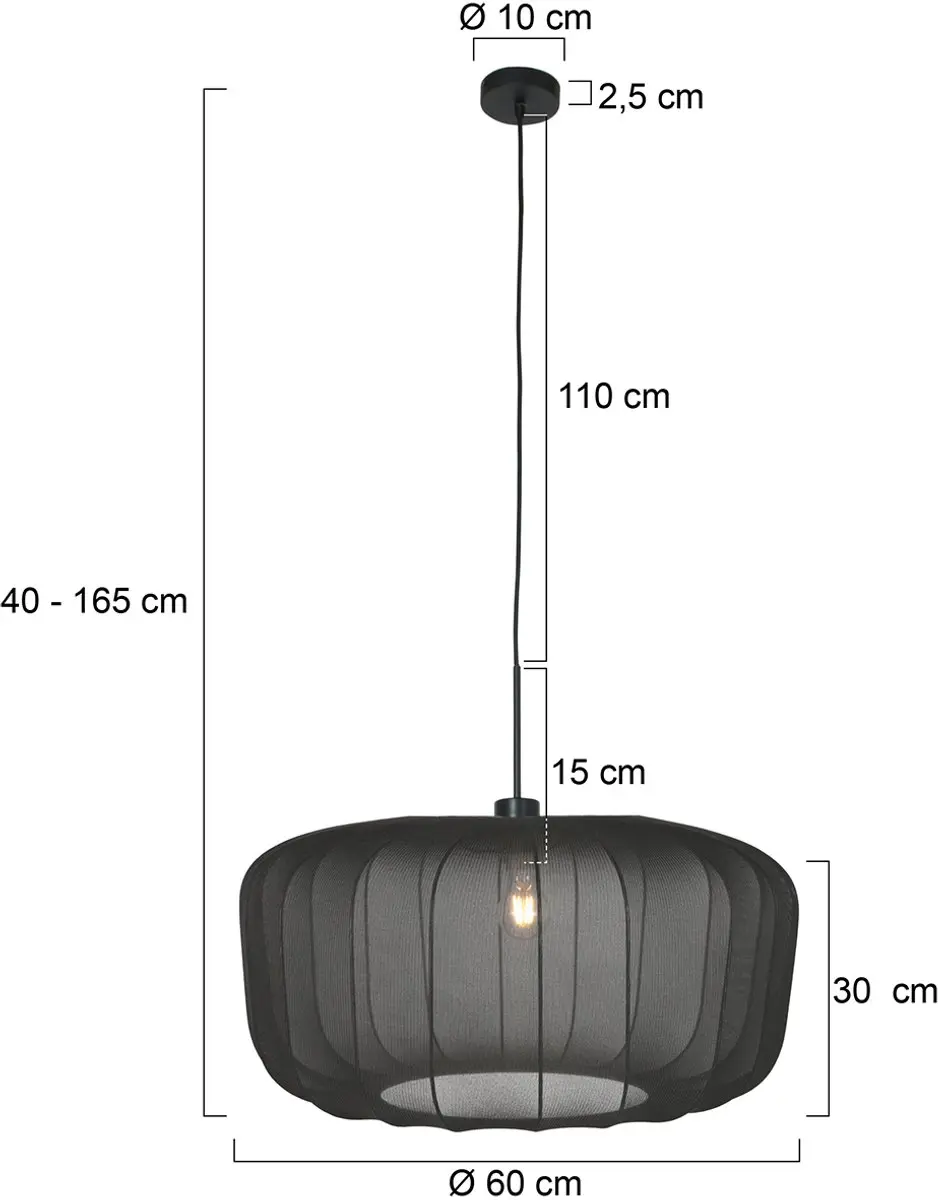 Steinhauer Vela Lino 4486ZW Hanglamp - Ø60 cm - Zwart - afbeelding 6 van 6