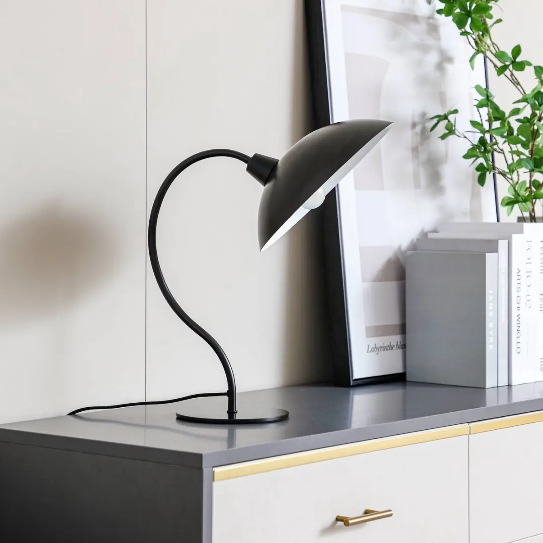 Lucande Tafellamp Metaal 1 Licht - 42,75 cm - E14 - Glanzend zwart/wit