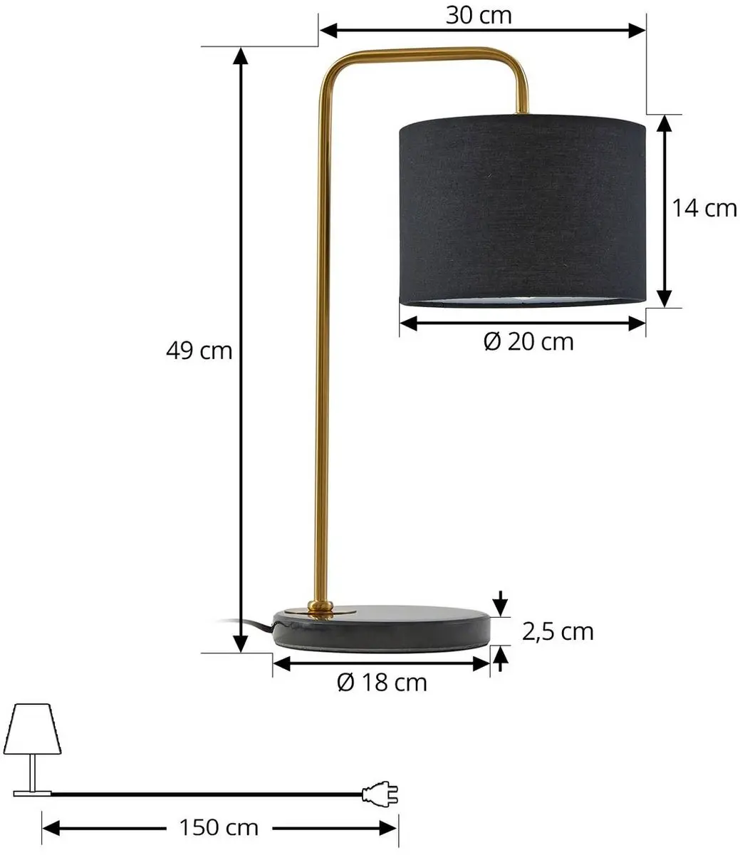 Lindby Tafellamp 1 Licht Textiel Marmer Metaal