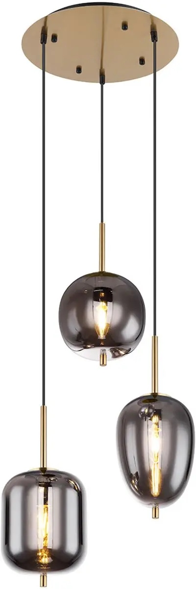 Globo Hanglamp Glas 3-Lichts Messing - Ø46cm