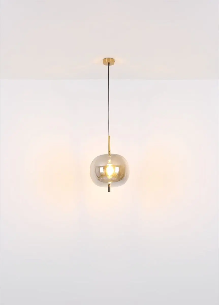 Globo Hanglamp Glas 3-Lichts Messing - Ø46cm - afbeelding 6 van 6