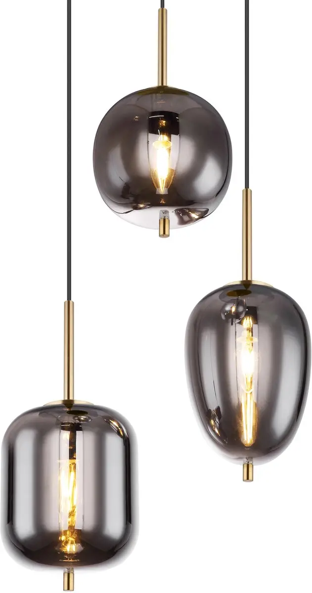 Globo Hanglamp Glas 3-Lichts Messing