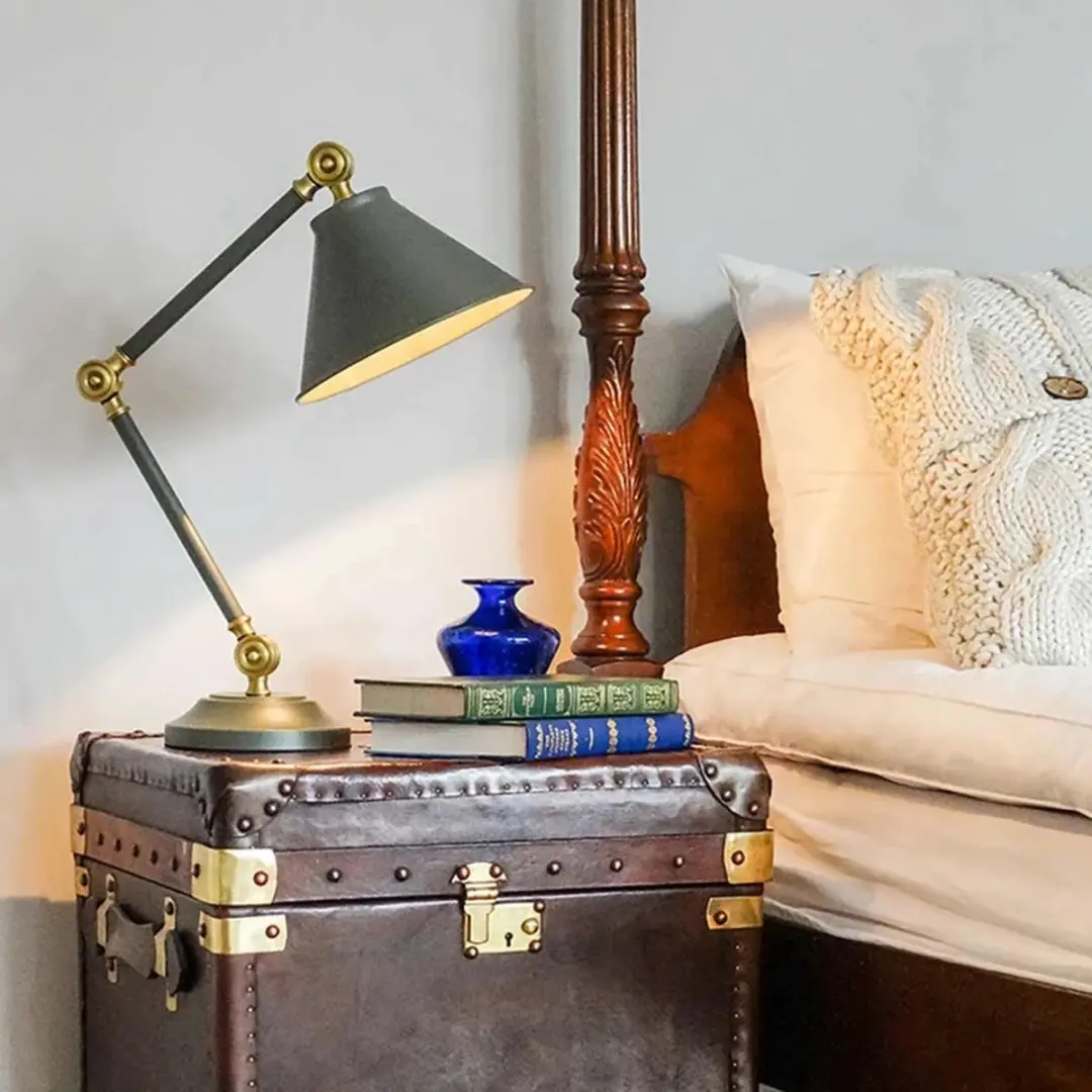 Elstead Lighting Provence Element LED Tafellamp - 1x E27 60W - Donkergrijs/Aged Brass