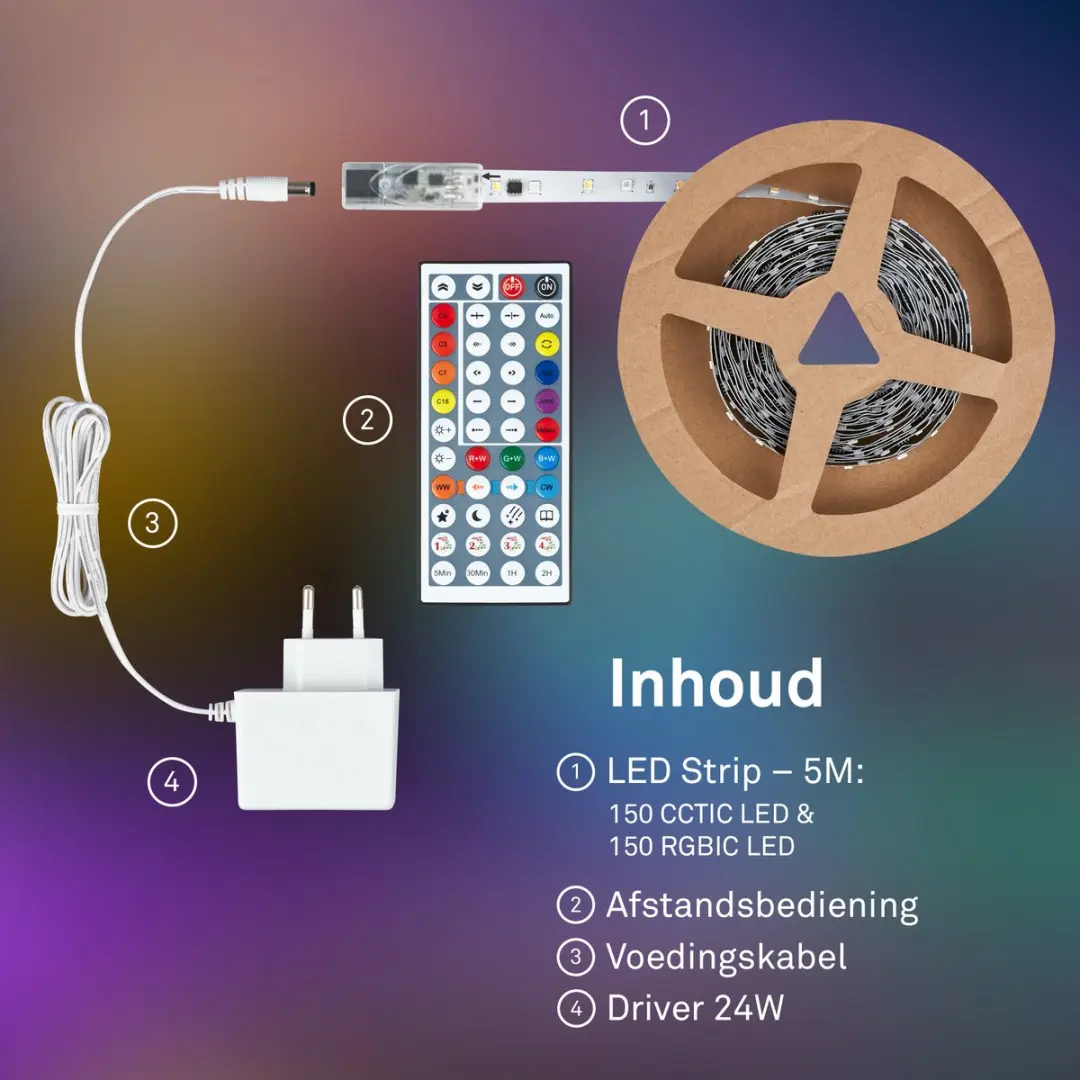 Briloner LED Strip 5m RGBIC - Wit - met afstandsbediening