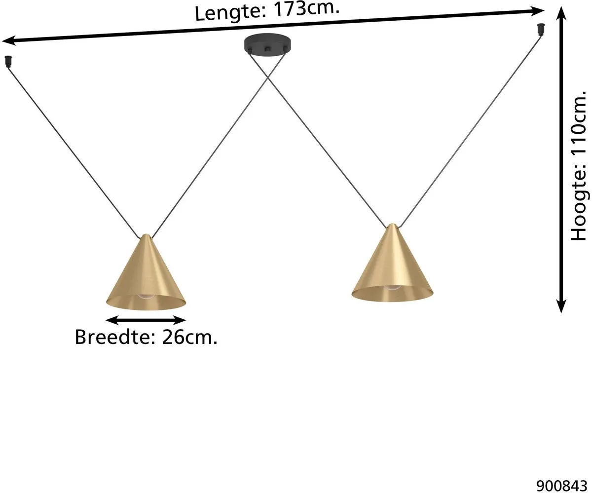 Eglo Narices Hanglamp 173cm - Goud/Zwart