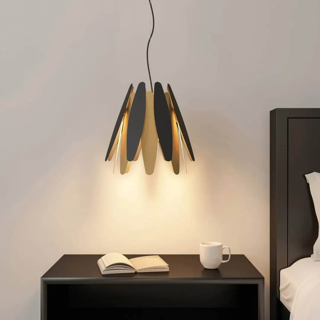 Lucande Hanglamp Metaal Kunststof 1 Licht E27 - 40cm - Zwart/Goud