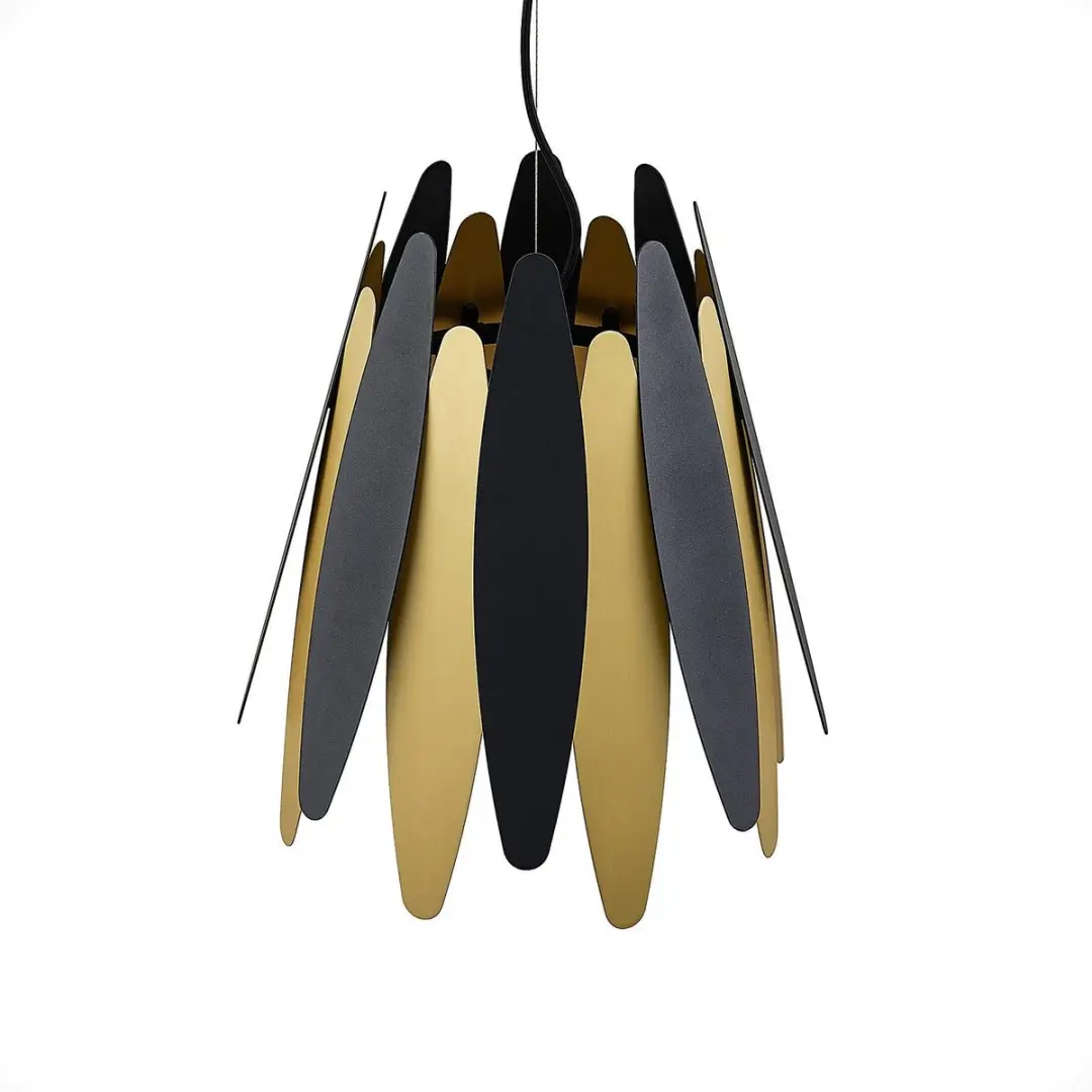Lucande Hanglamp Metaal Kunststof 1 Licht E27 - 40cm - Zwart/Goud