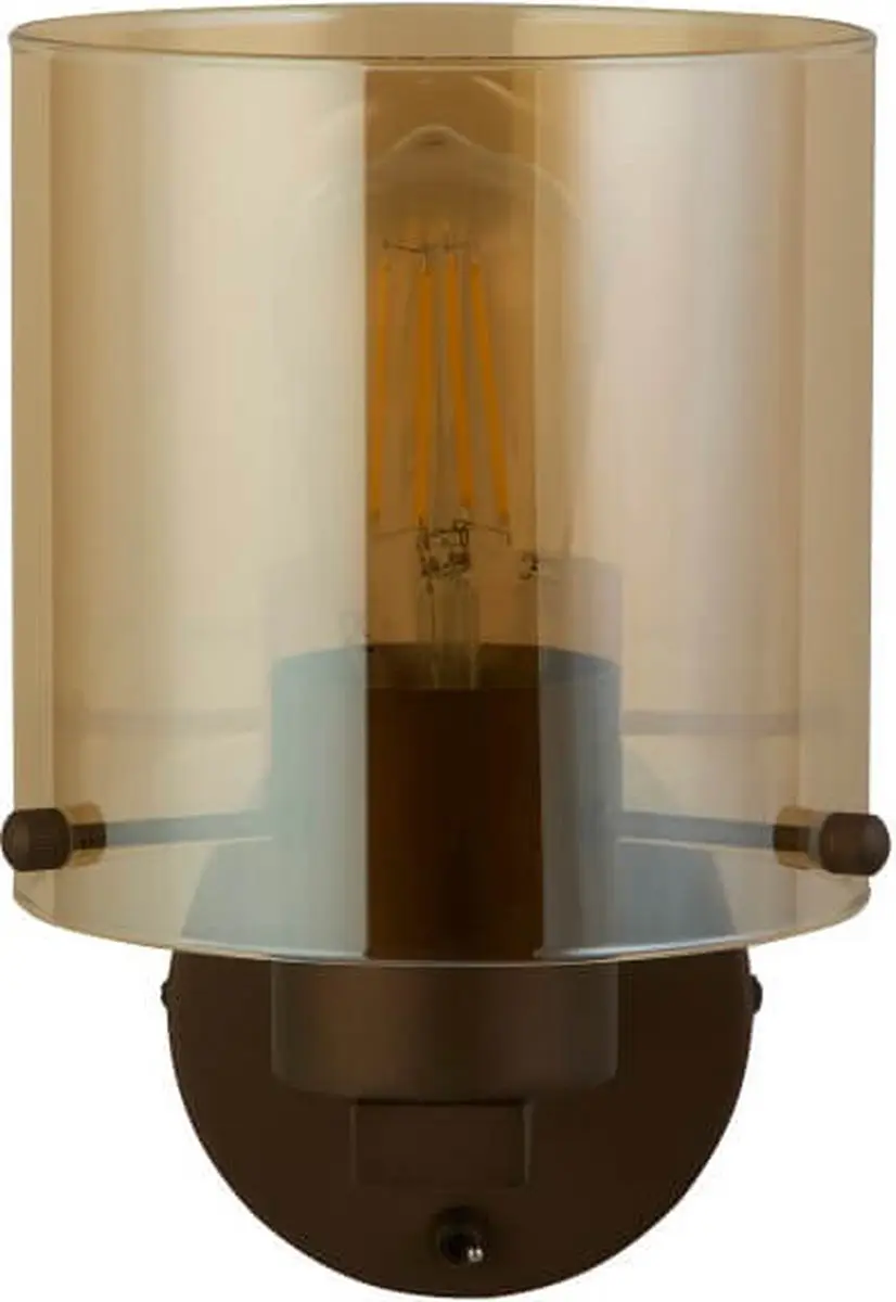Searchlight Lund Wandlamp E27 - 1 Lichtpunt - Amber/Koffie