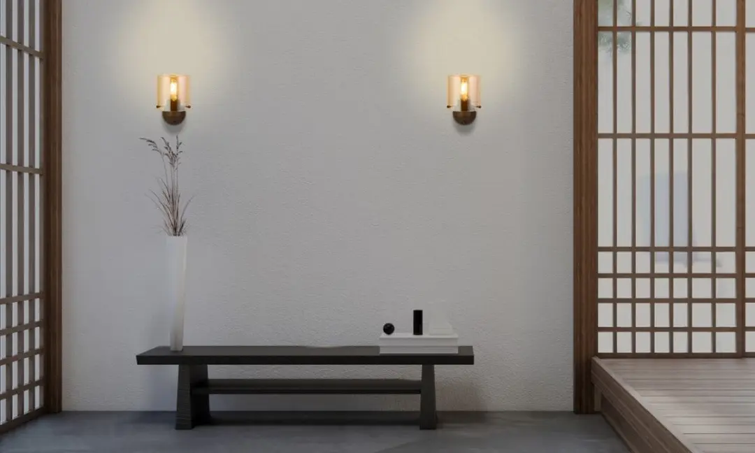 Searchlight Lund Wandlamp E27 - 1 Lichtpunt - Amber/Koffie