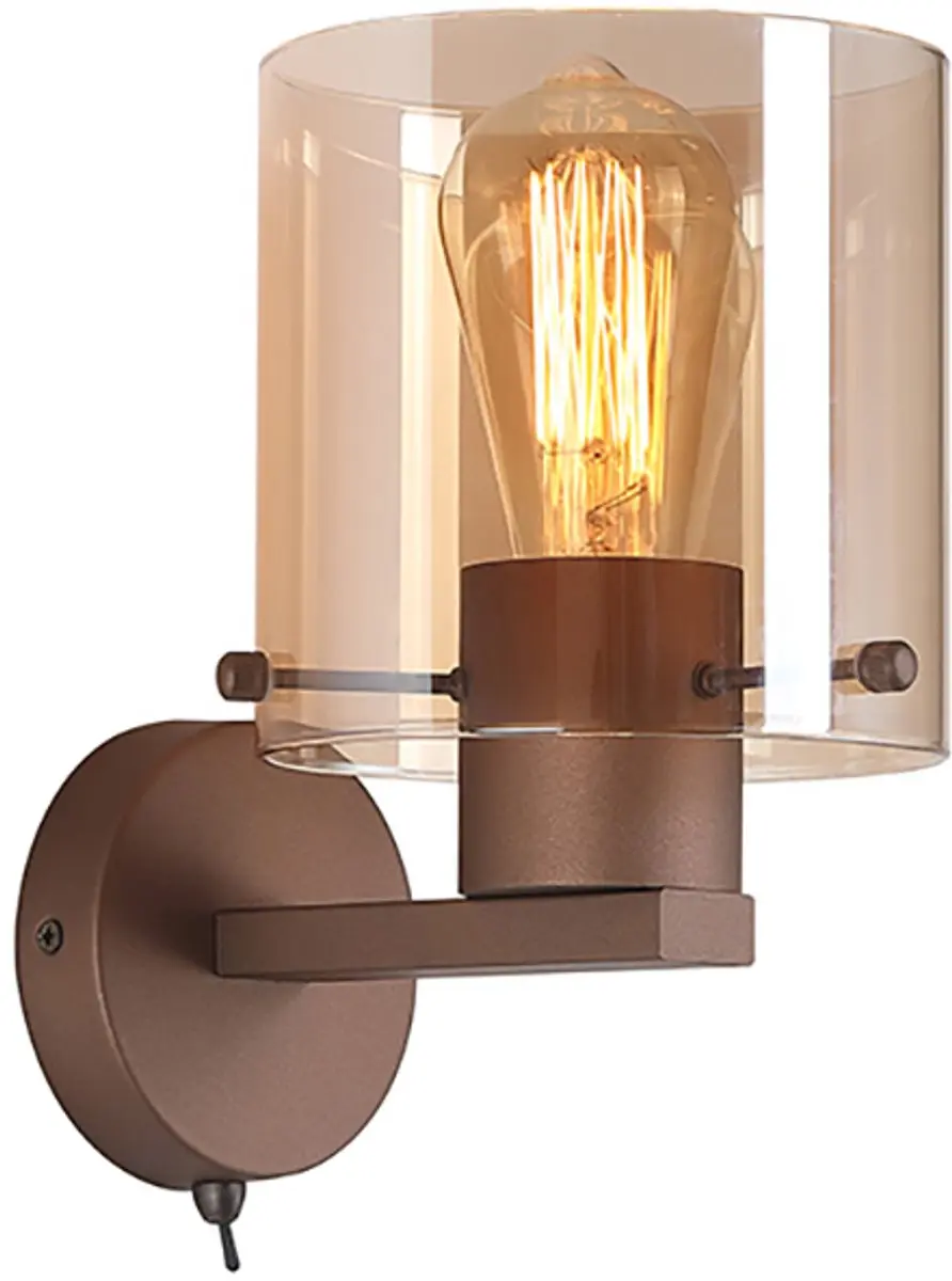 Searchlight Lund Wandlamp E27 - 1 Lichtpunt - Amber/Koffie