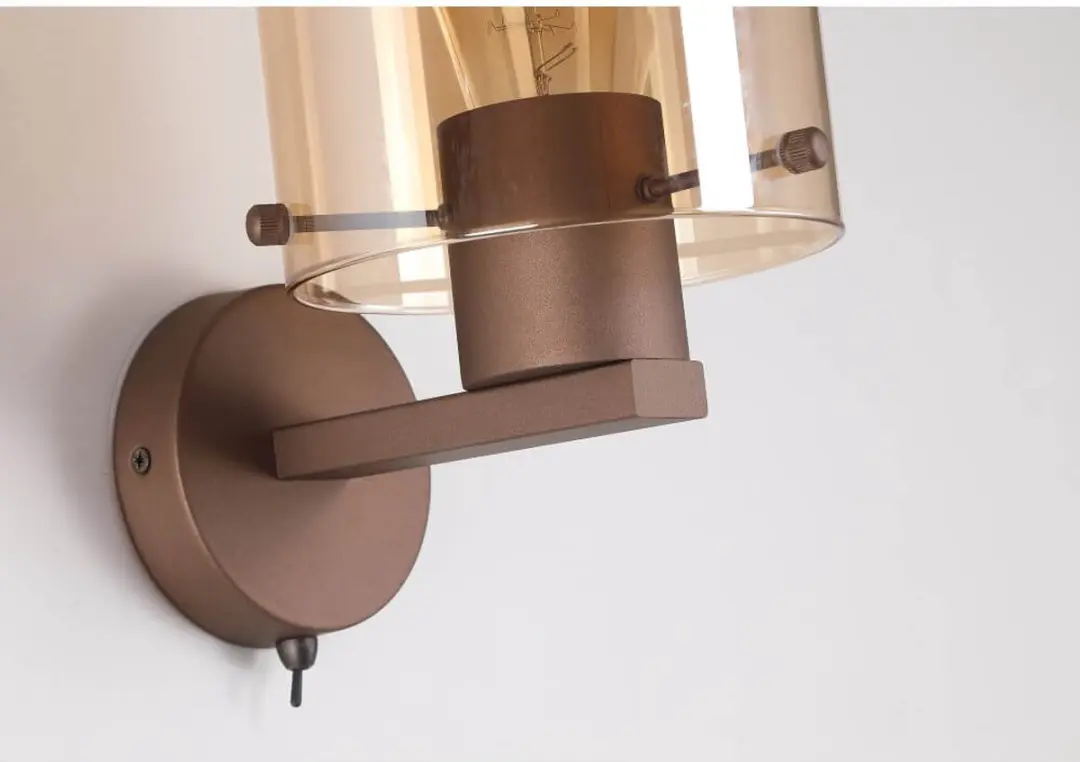 Searchlight Lund Wandlamp E27 - 1 Lichtpunt - Amber/Koffie