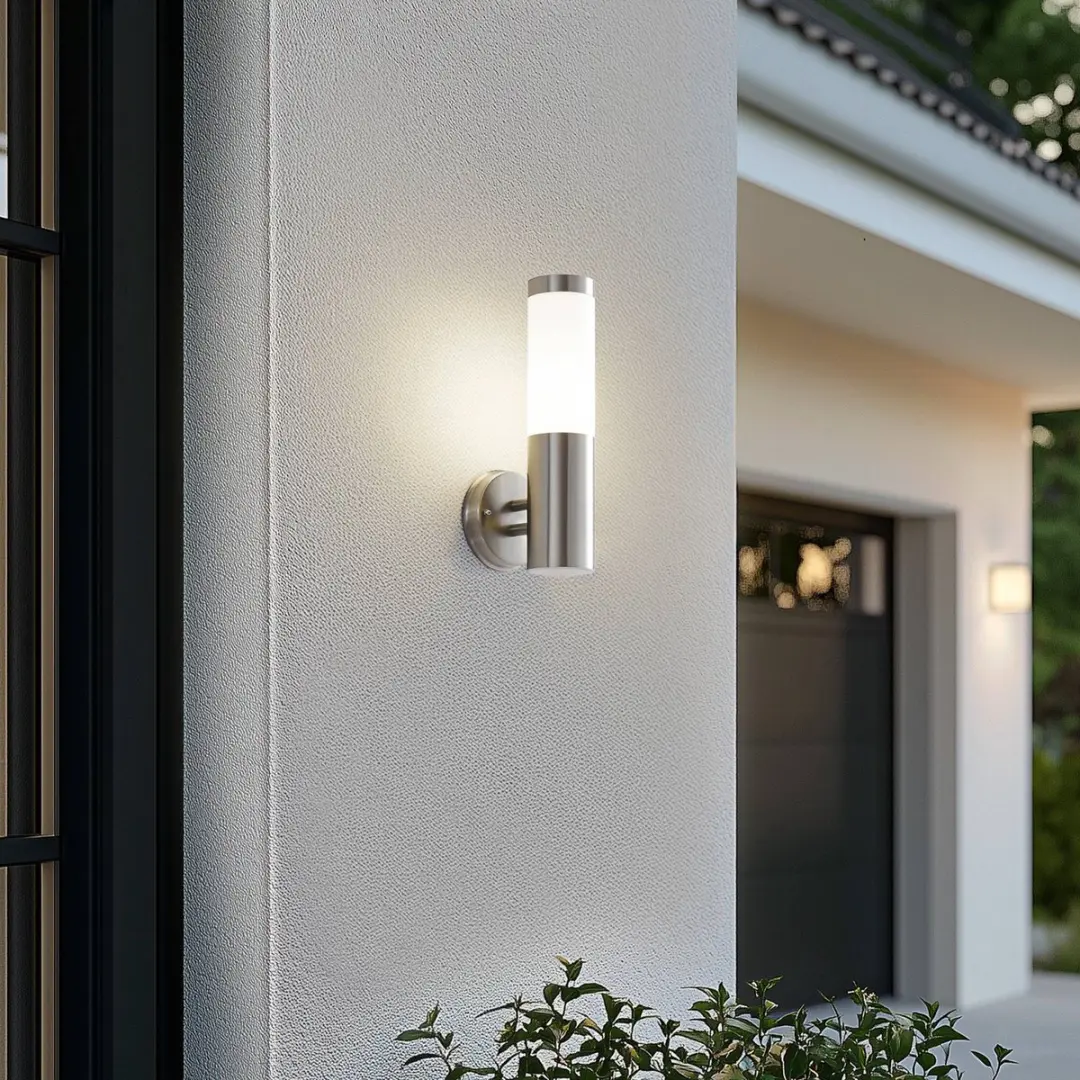 Lindby Wandlamp Buiten RVS Melkglas E27 15W - IP44