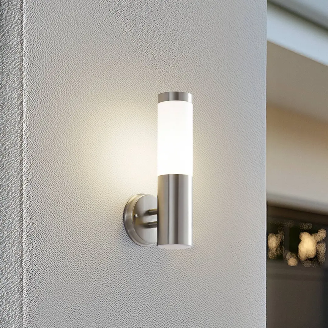 Lindby Wandlamp Buiten RVS Melkglas E27 15W - IP44