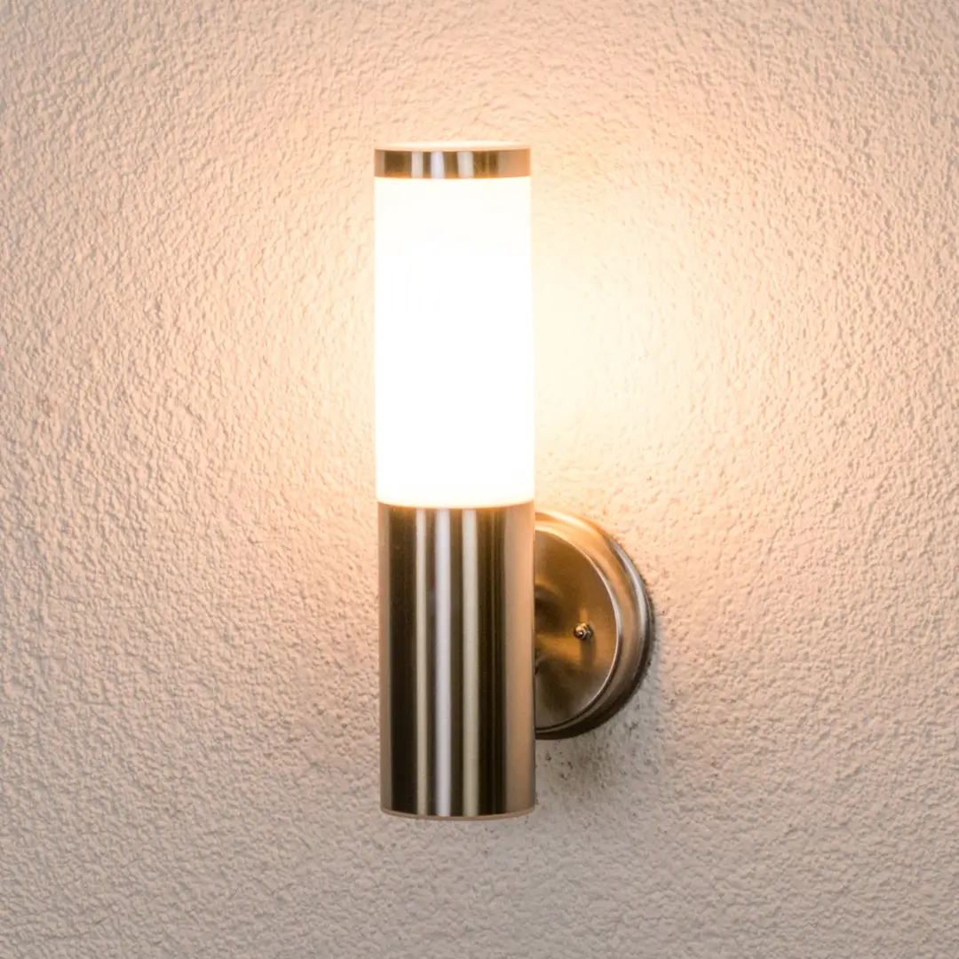 Lindby Wandlamp Buiten RVS Melkglas E27 15W