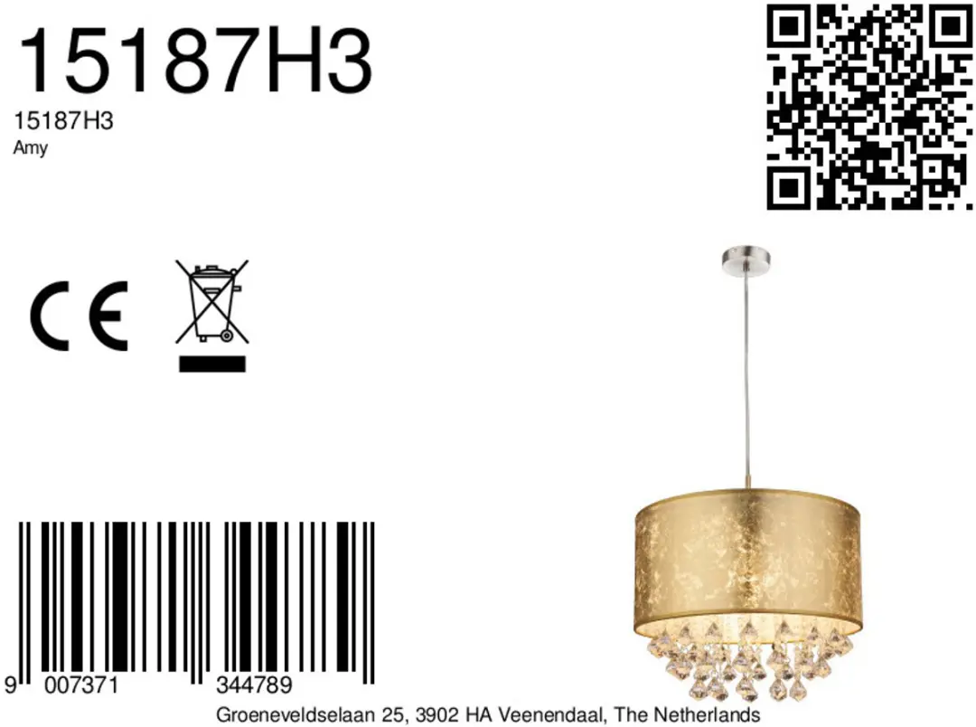 Globo Amy Hanglamp Goud - Ø40cm - E27