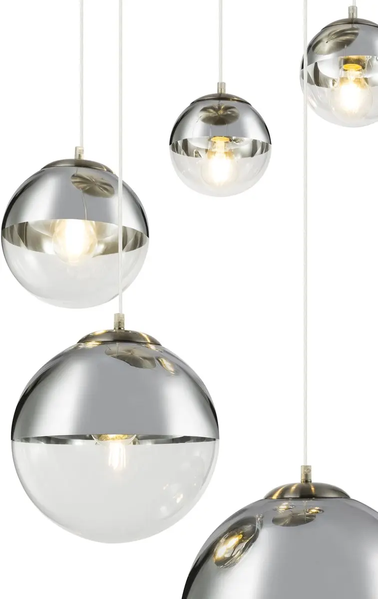 Globo Varus Hanglamp - 5 Lichthoorns - Nikkel - Ø65cm - afbeelding 2 van 6
