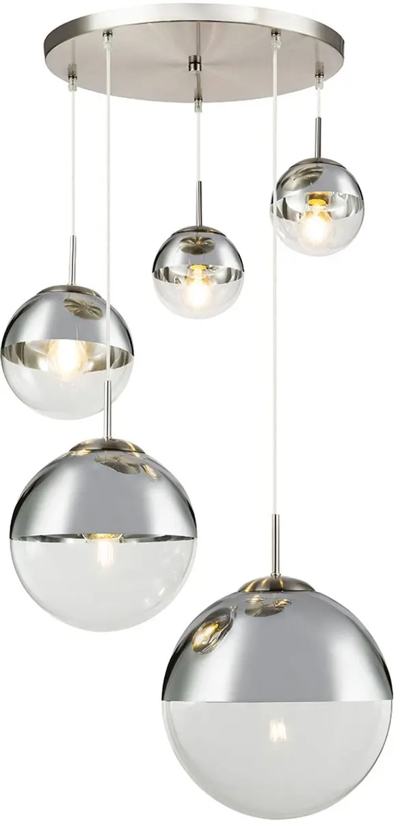 Globo Varus Hanglamp - 5 Lichthoorns - Nikkel - Ø65cm - afbeelding 3 van 6