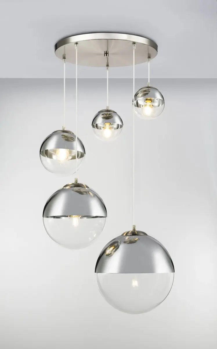 Globo Varus Hanglamp - 5 Lichthoorns - Nikkel - Ø65cm - afbeelding 5 van 6