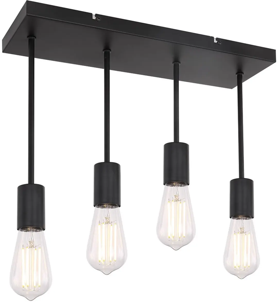 Globo Plafondlamp Hanglamp 4x E27 - 45x15x34cm - Zwart - afbeelding 2 van 6