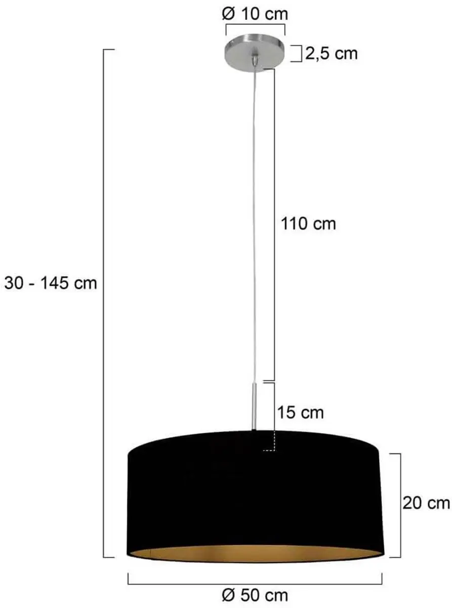 Steinhauer Sparkled Light 3959ST Hanglamp - Ø50cm - Zwart/Goud - afbeelding 6 van 6