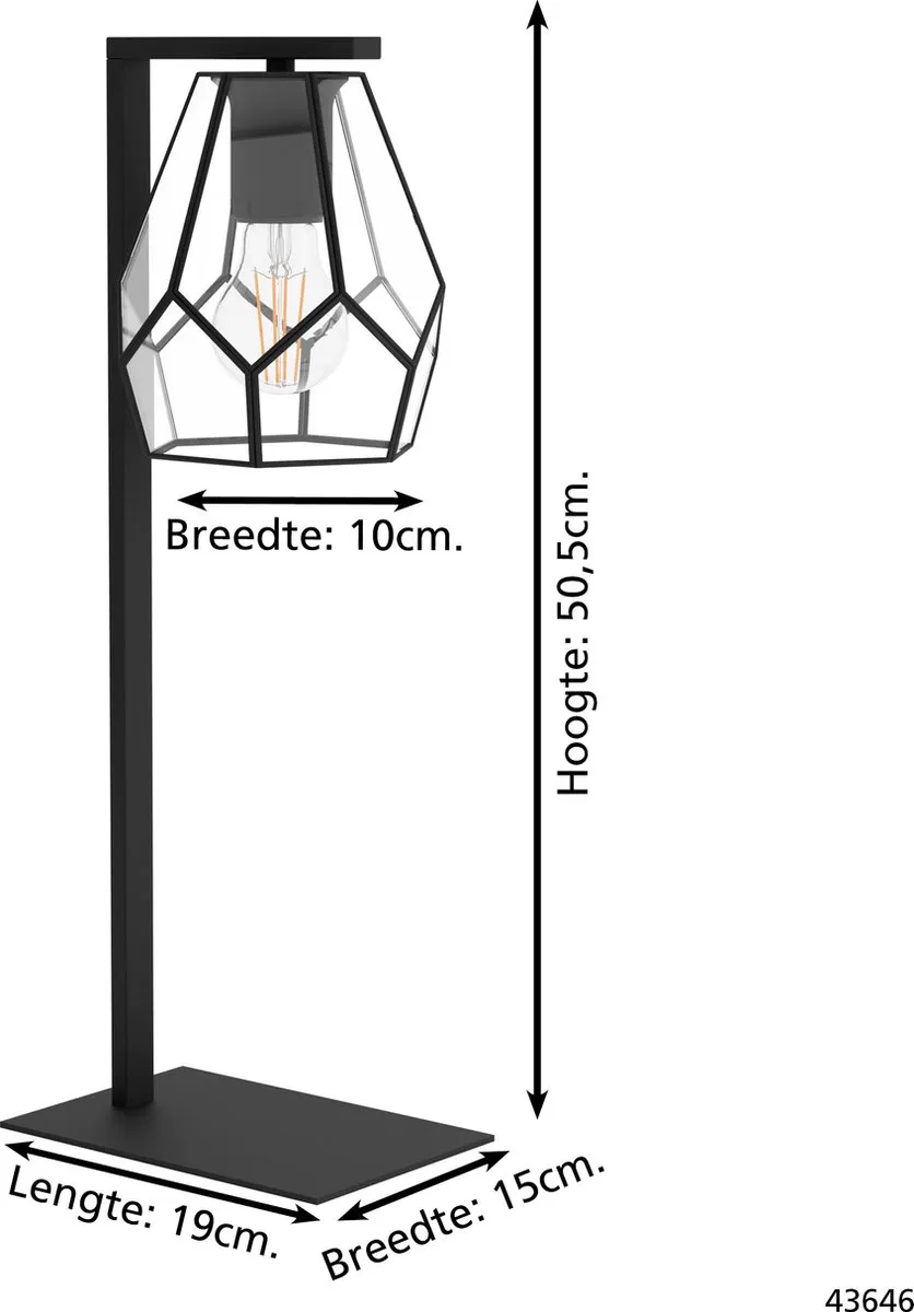 Eglo Mardyke Tafellamp E27 - 50,5 cm - Zwart