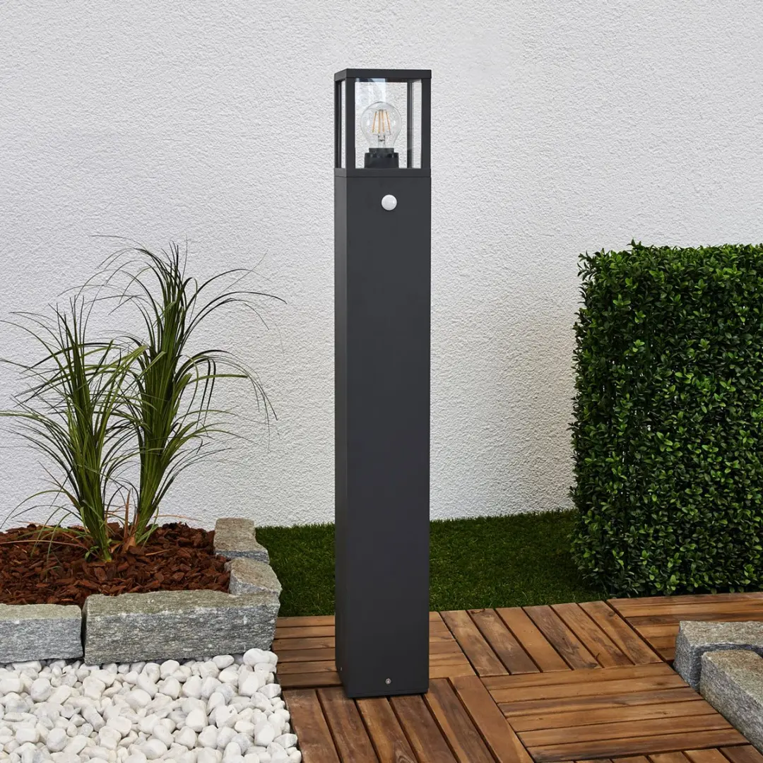 Lucande Padverlichting Zuillamp - 15W - H90cm - Antraciet - Glas
