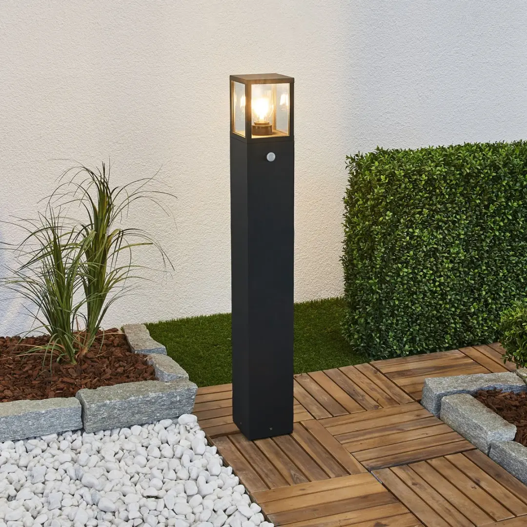 Lucande Padverlichting Zuillamp - 15W - H90cm - Antraciet - Glas