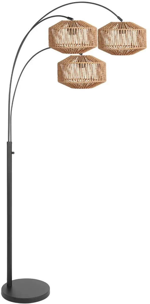 Steinhauer Ropex Vloerlamp 3821ZW - 3x40W Warm Wit - Zwart/Beige