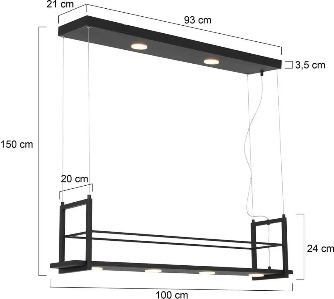 Steinhauer Tor 3298ZW Hanglamp - 6 Lichtpunten - Zwart