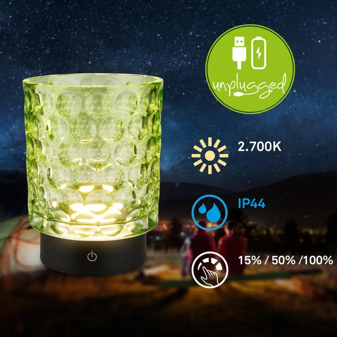 Briloner Sunora Snoerloze LED Tafellamp IP44 - 2700K - Groen
