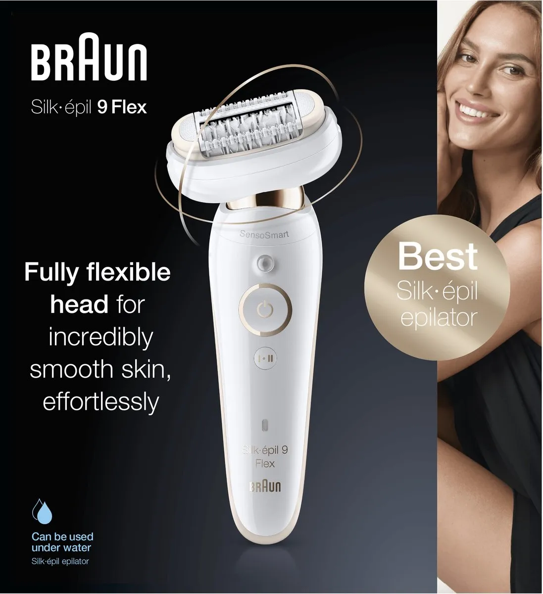 Braun Silk-épil 9 Flex 9-001 Epilator - 4 Opzetstukken - Wit/Goud - afbeelding 6 van 6
