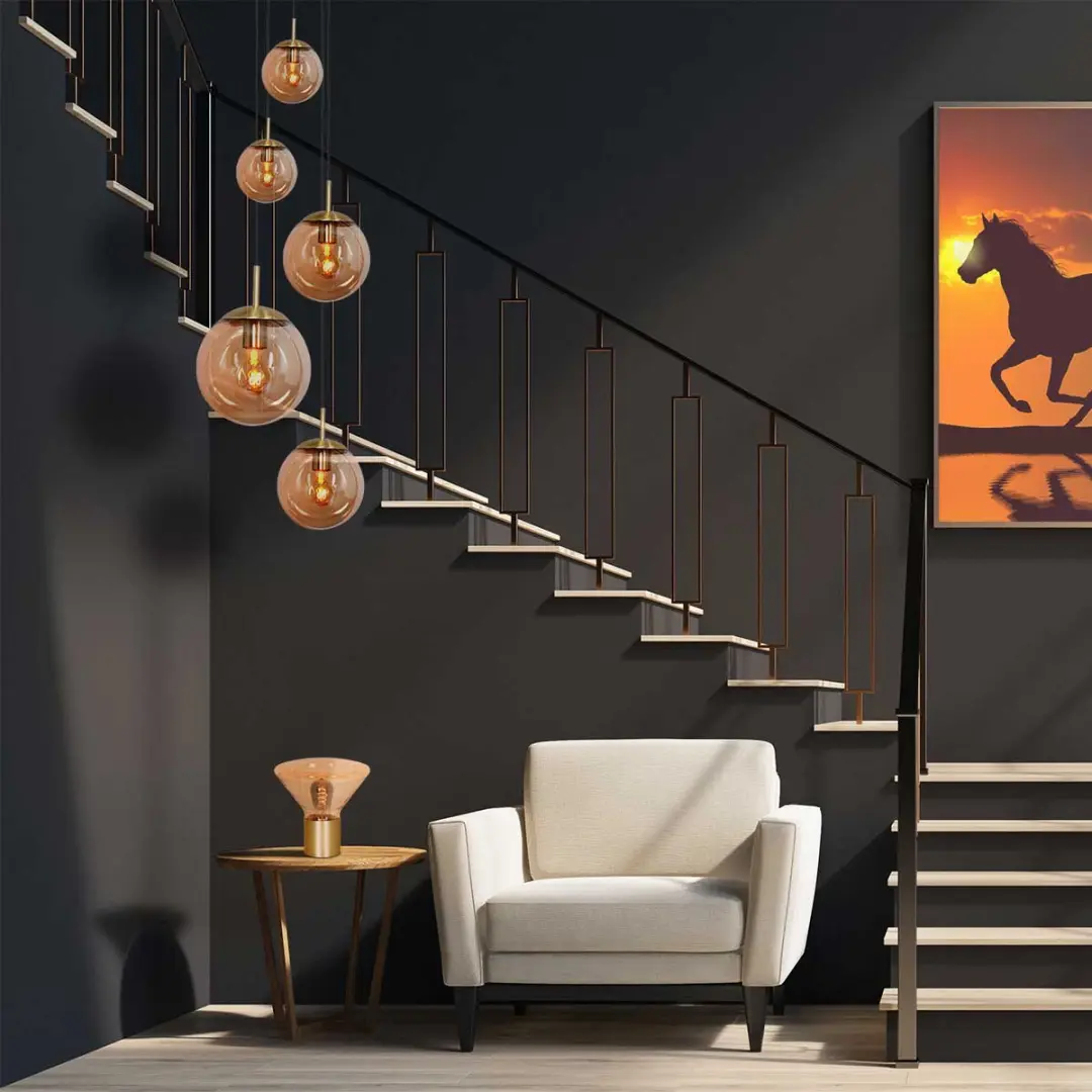 Steinhauer Bollique New 2730ME Plafondlamp - 5x E27 - Ø60cm - Goud - afbeelding 6 van 6