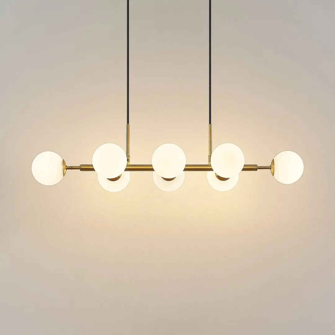 Lindby Hanglamp 8-lichts G9 - Mat messing/Opaalwit