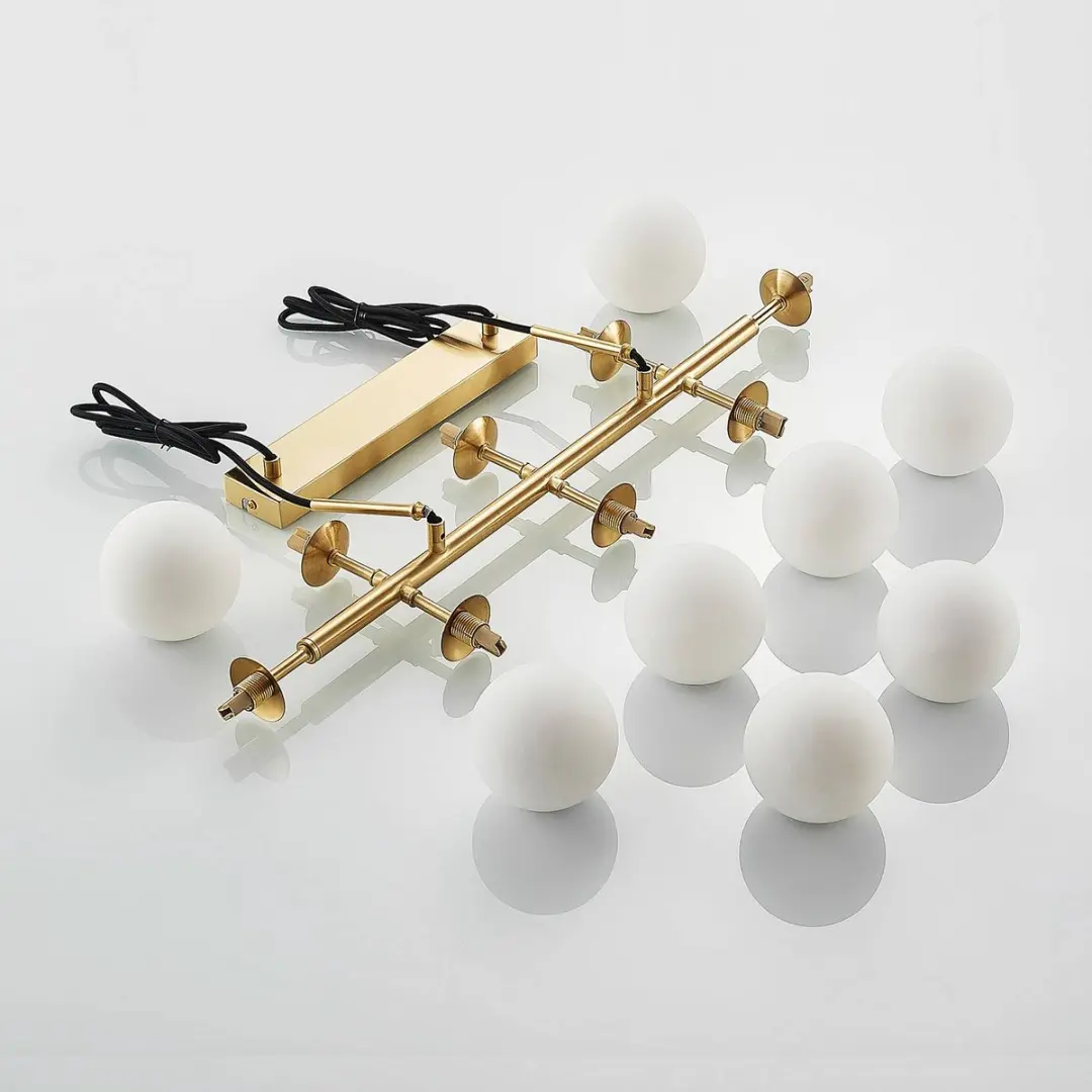 Lindby Hanglamp 8-lichts G9 - Mat messing/Opaalwit