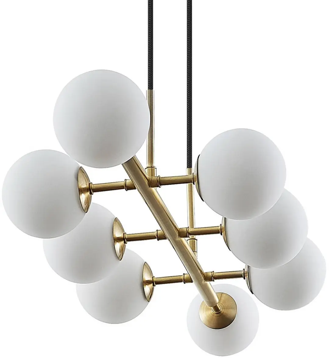 Lindby Hanglamp 8-lichts G9 - Mat messing/Opaalwit