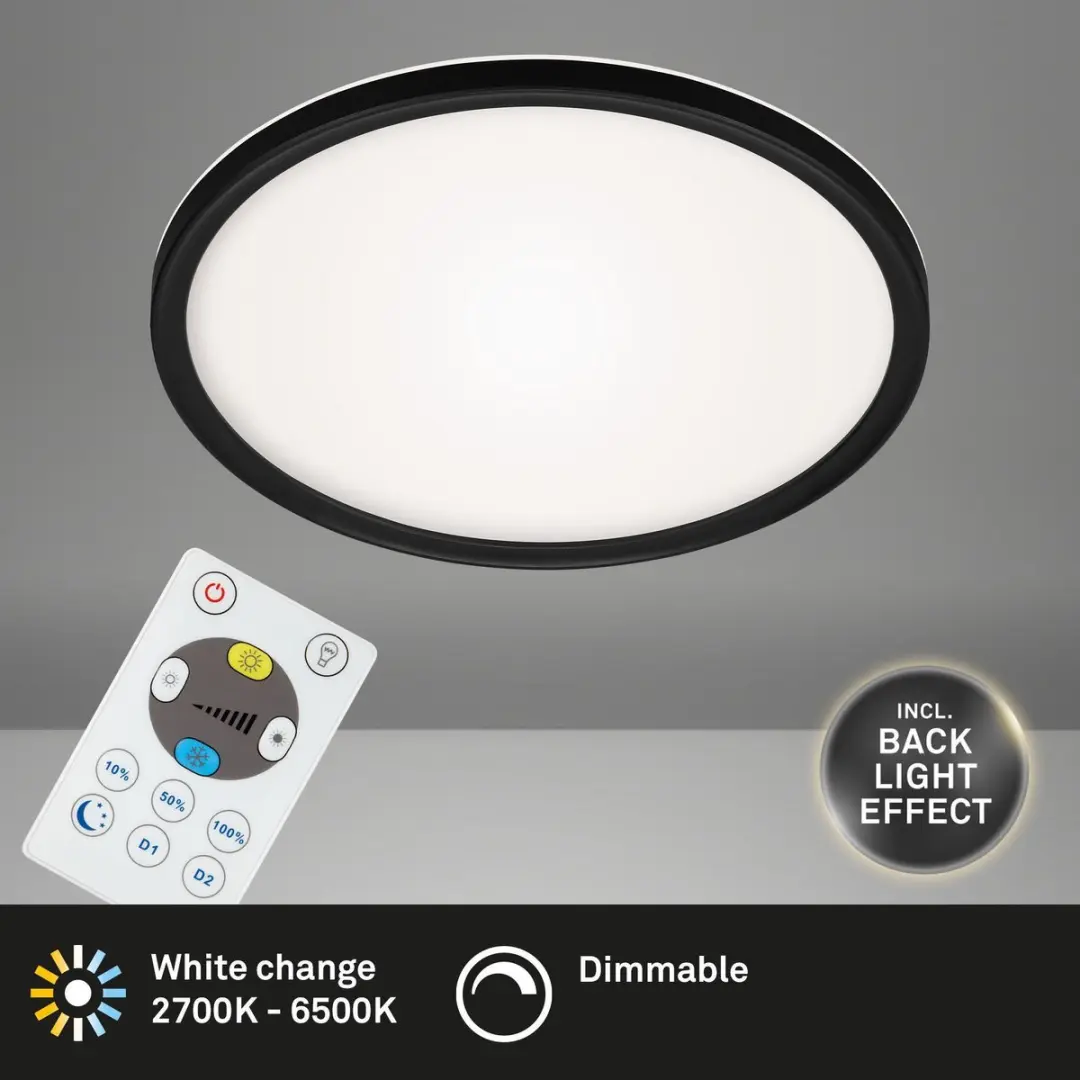 Briloner LED Plafondlamp 2400 Lumen 29cm - Wit/Zwart