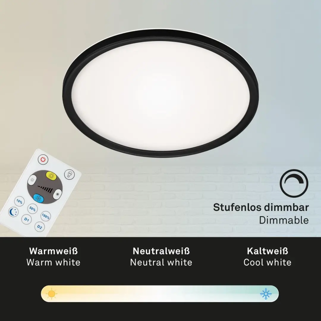 Briloner LED Plafondlamp 2400 Lumen 29cm - Wit/Zwart
