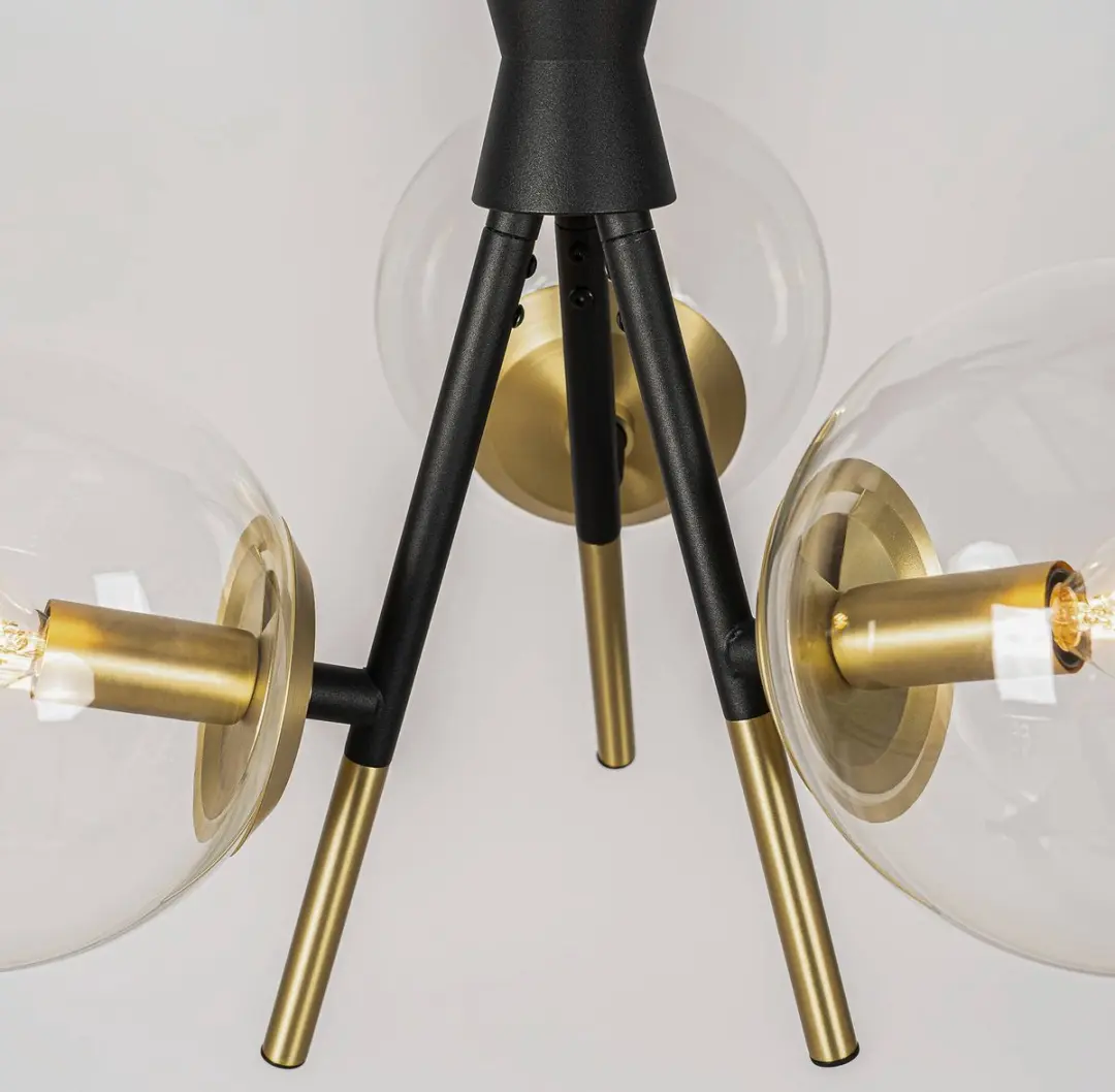 Lucande Hanglamp 3-Lichts Glas - Zwart/Messing