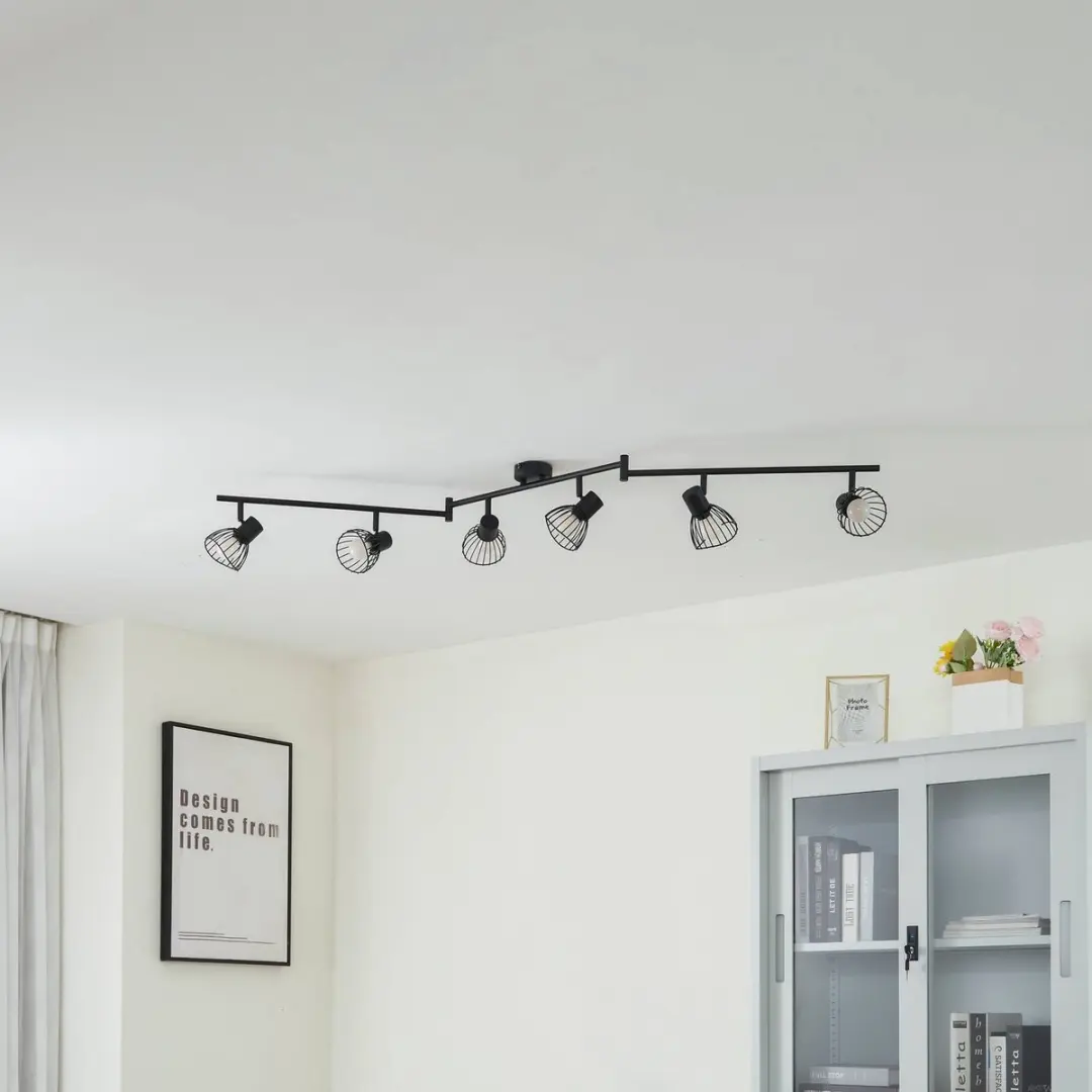 Lindby Plafondlamp 6x E14 - 22cm - Zwart