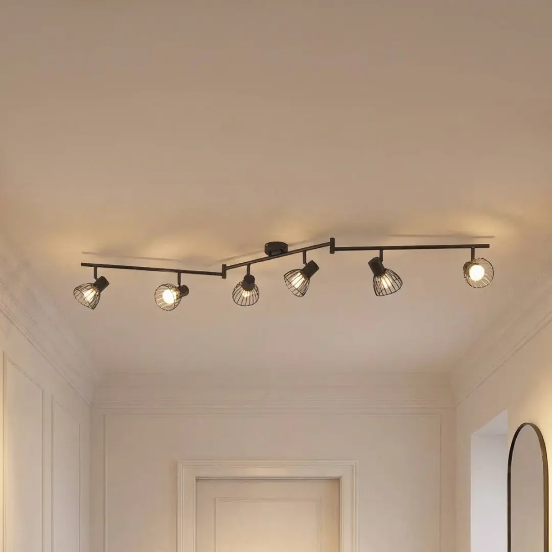 Lindby Plafondlamp 6x E14 - 22cm - Zwart
